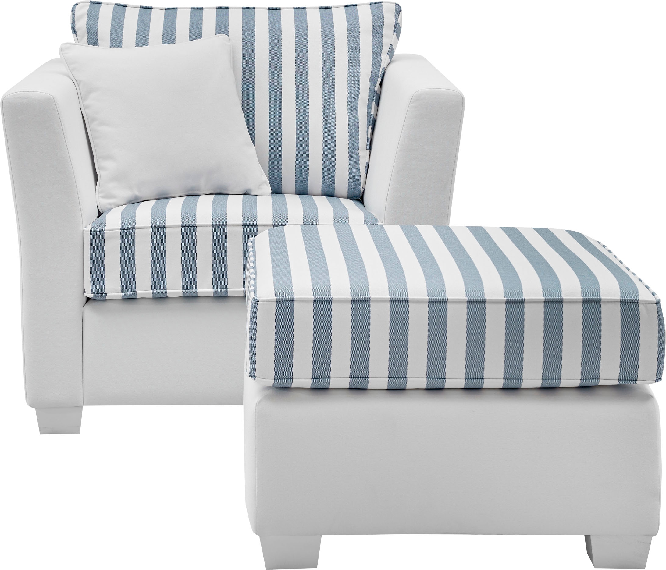 Home affaire Sitzgruppe »CALIFORNIA« 2 Stk. tlg. maritimer Landhausstil, Sessel mit passenden Hocker 65x65 cm