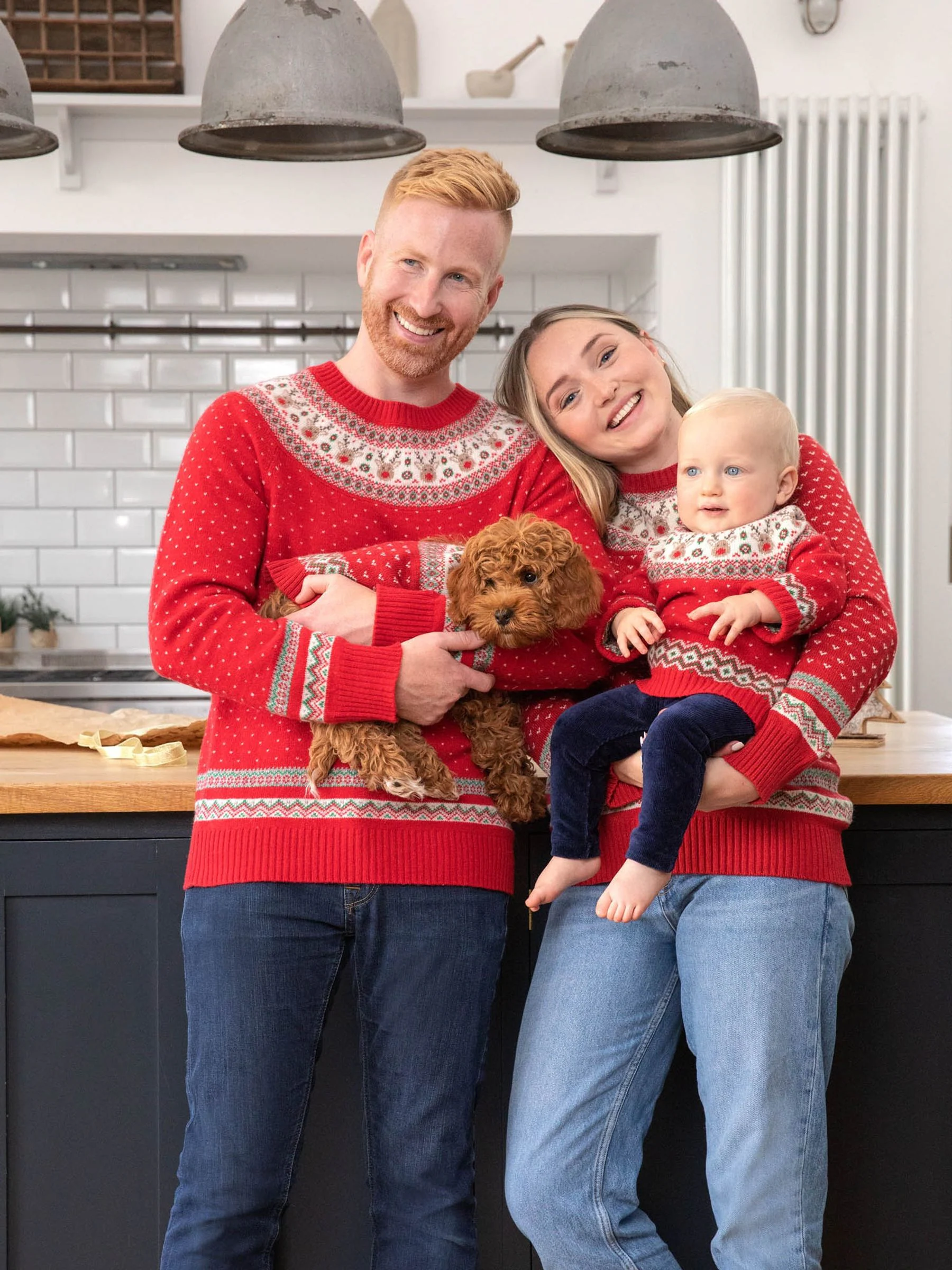 Jojo Maman Bébé gebreide kersttrui met rendierprint en fair isle-patroon