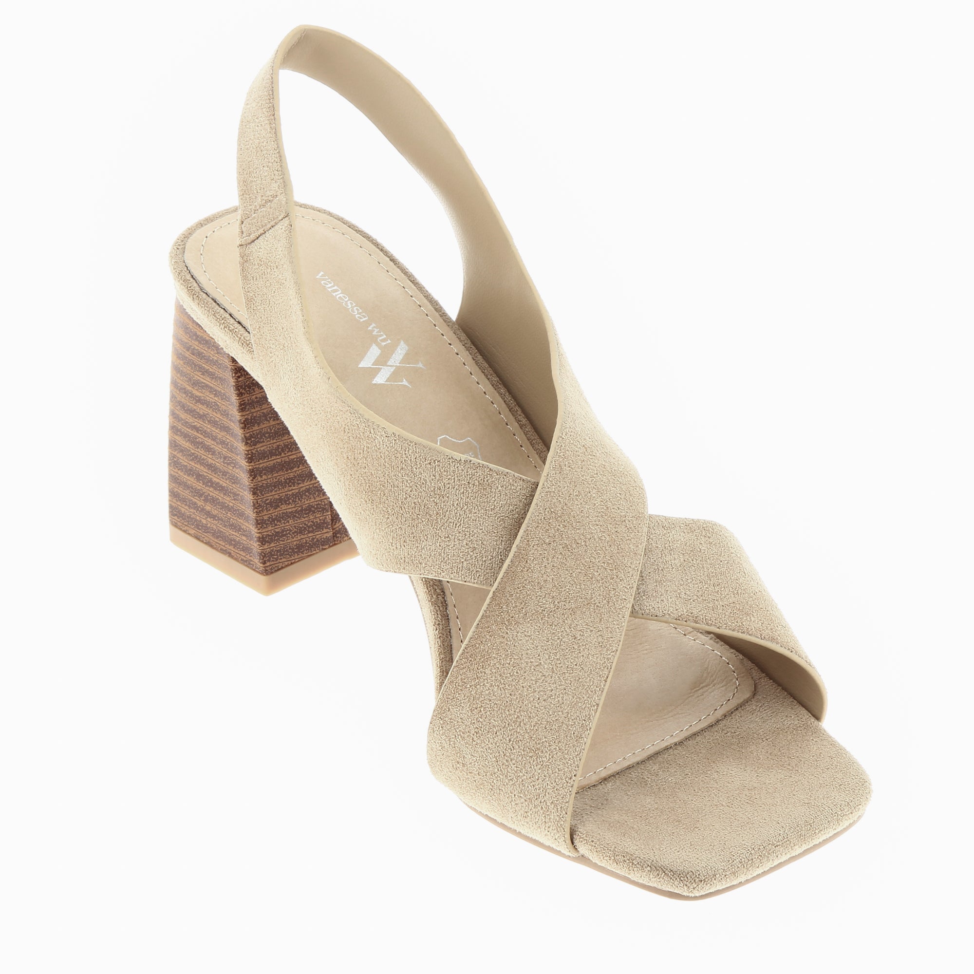 Sandales à talon, Compensées-Sandales Dakota beiges à brides croisées et talon haut