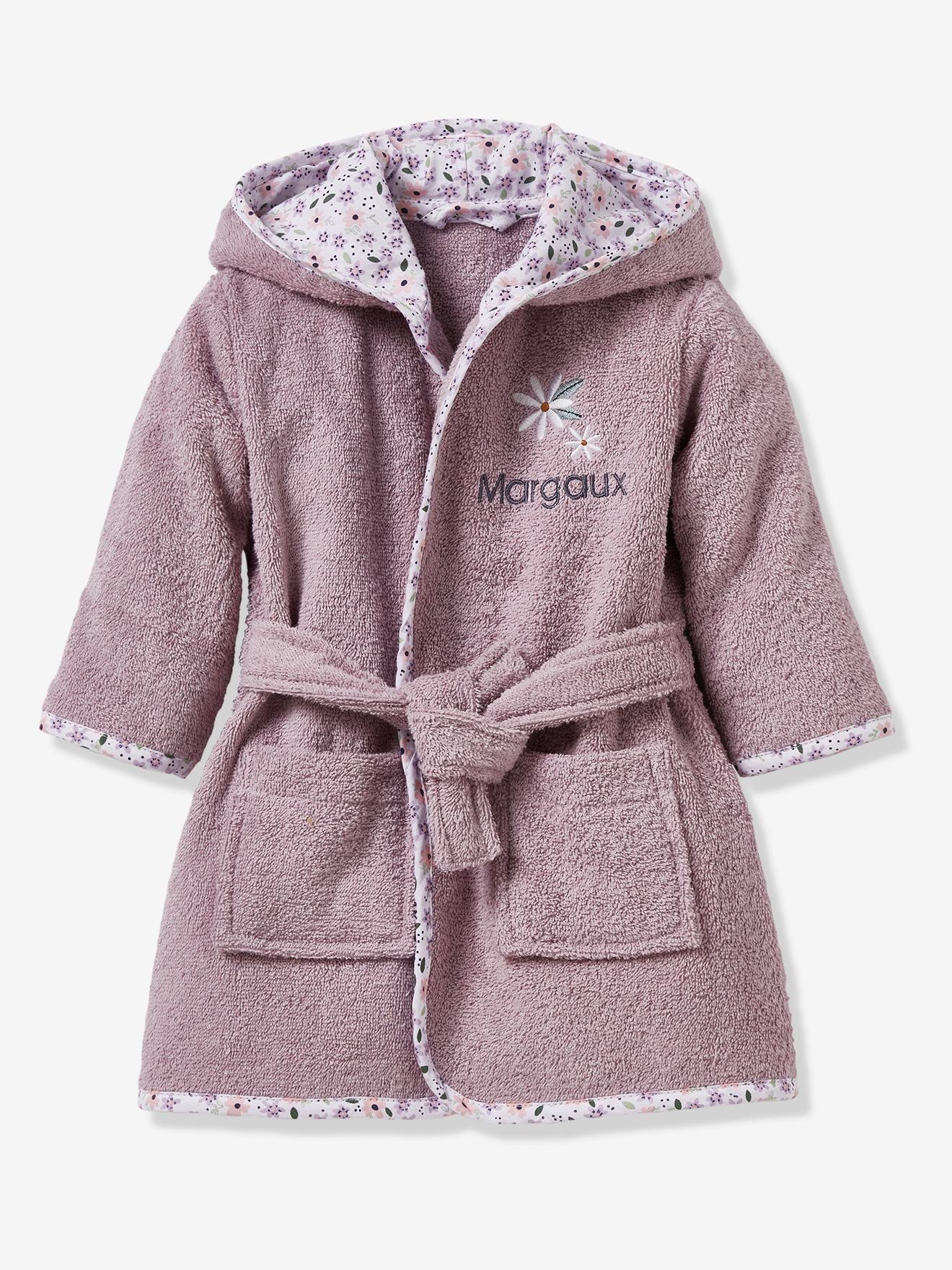 Roupão de bebê personalizável Fleurettes, tamanho médio, liso, roxo.