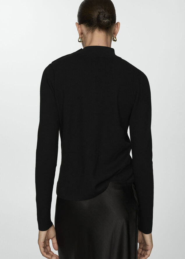 MANGO Striped sweater with shoulder butto Black