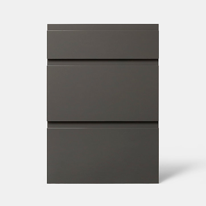 Façade de cuisine 1 tiroir et 2 casseroliers Garcinia gris anthracite brillant l. 50 cm x H. 72 cm GoodHome