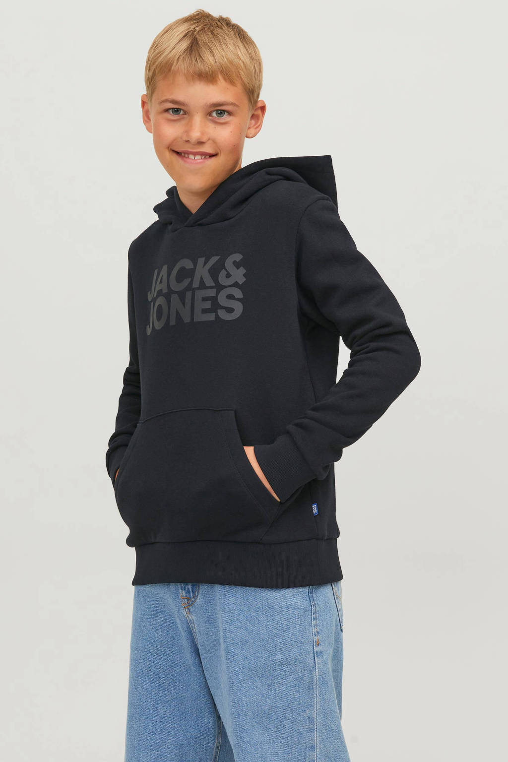 JACK & JONES hoodie JJECORP met logo zwart
