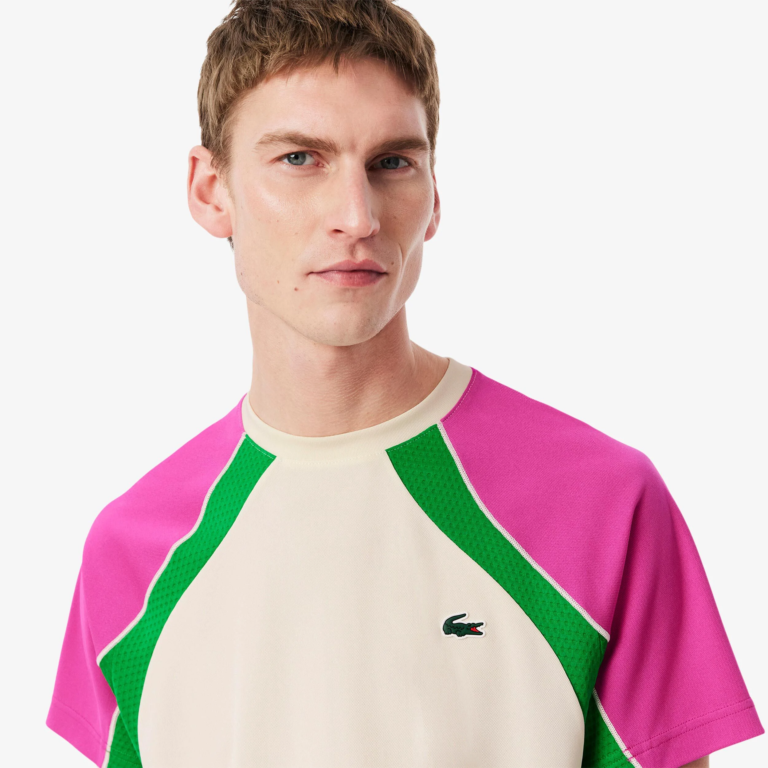 Lacoste T-shirt Hommes - Crème , Multicouleur