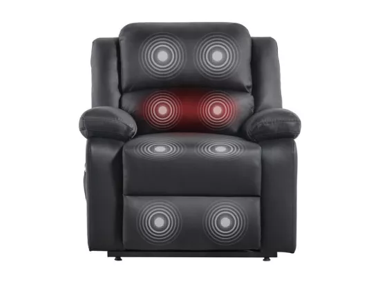 Fauteuil De Relaxation Electrique Releveur Et Massant En Simili Léo - Noir - L88 x 93 x 98cm - Loungitude