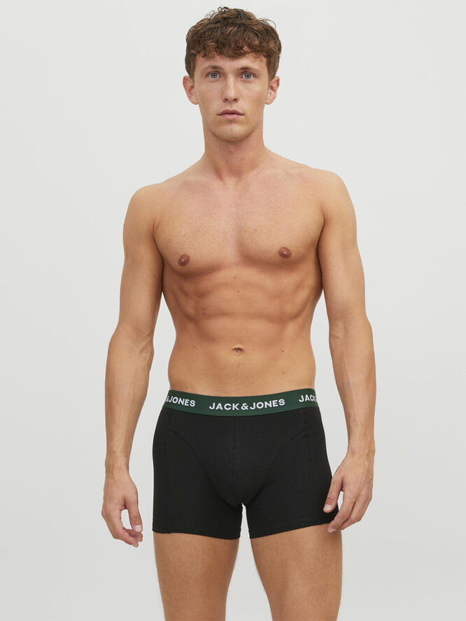 Jack & Jones JACGAB TRUNKS 3 PACK NOOS Dark green/black - black