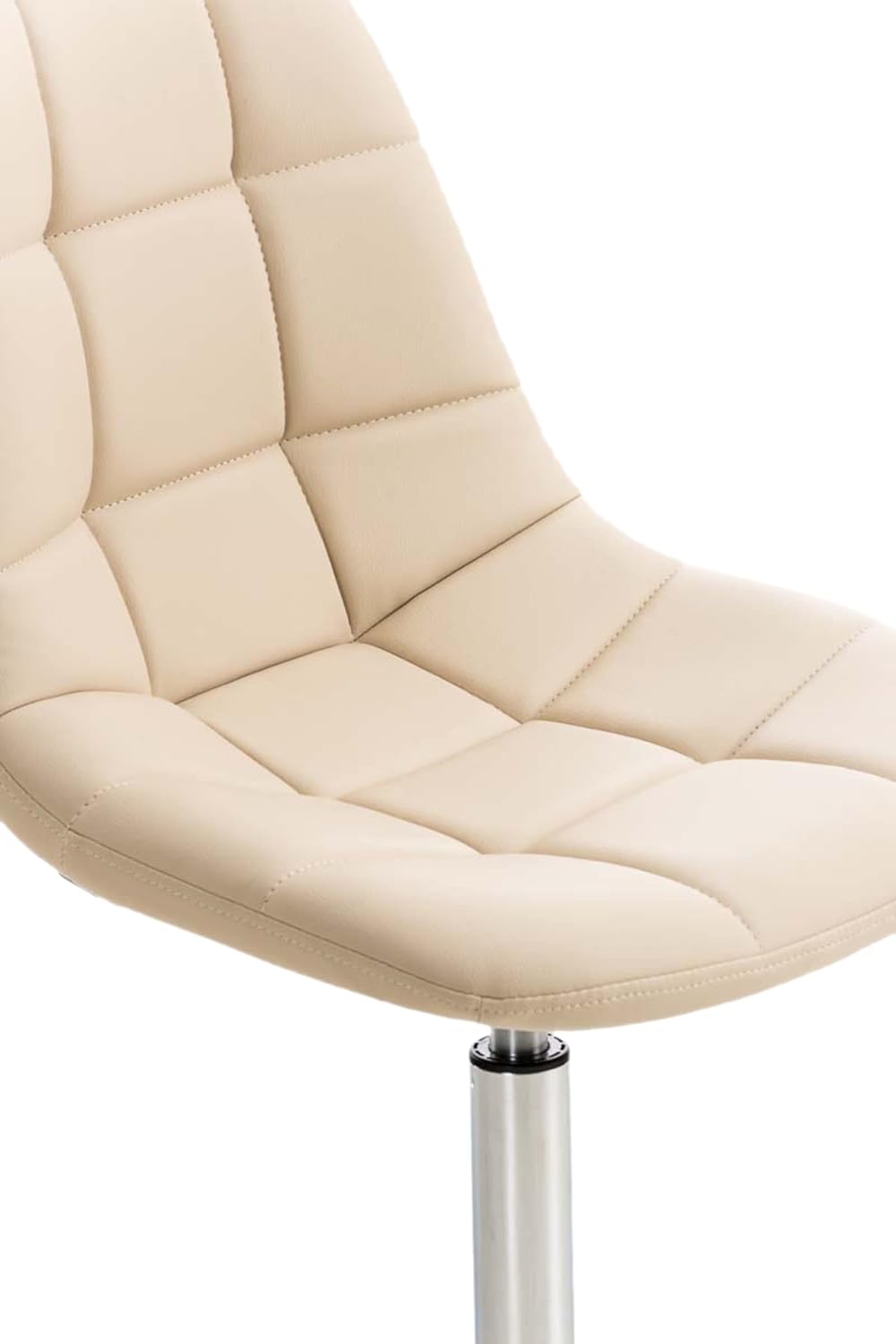 CLP 2er Set Stühle Emil Kunstleder I Mit Gestepptem Sitz I Drehstühle Mit Trompetenfüße In Chromoptik, Farbe:Creme