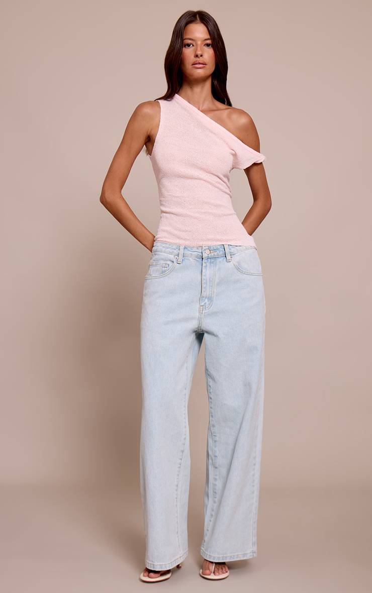 Rose Clair Haut Asymétrique En Maille Éponge Fine