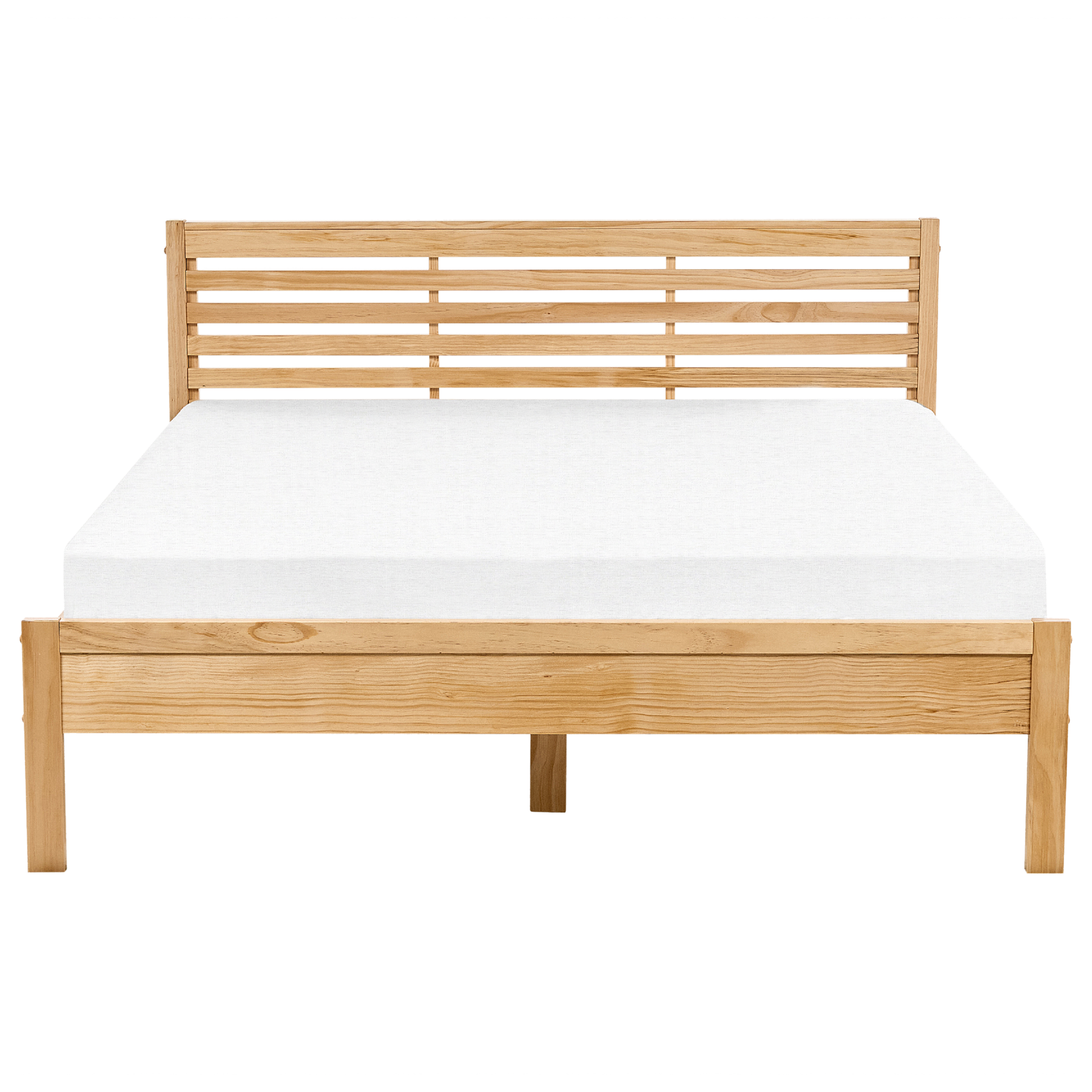 Beliani-CARNAC -Tweepersoonsbed-Lichtbruin-160 x 200 cm-Rubberhout