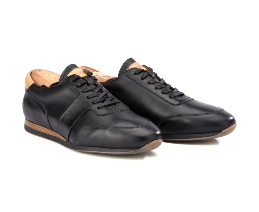 Sneakers Noir Patiné cuir homme - BUCKENDERRA