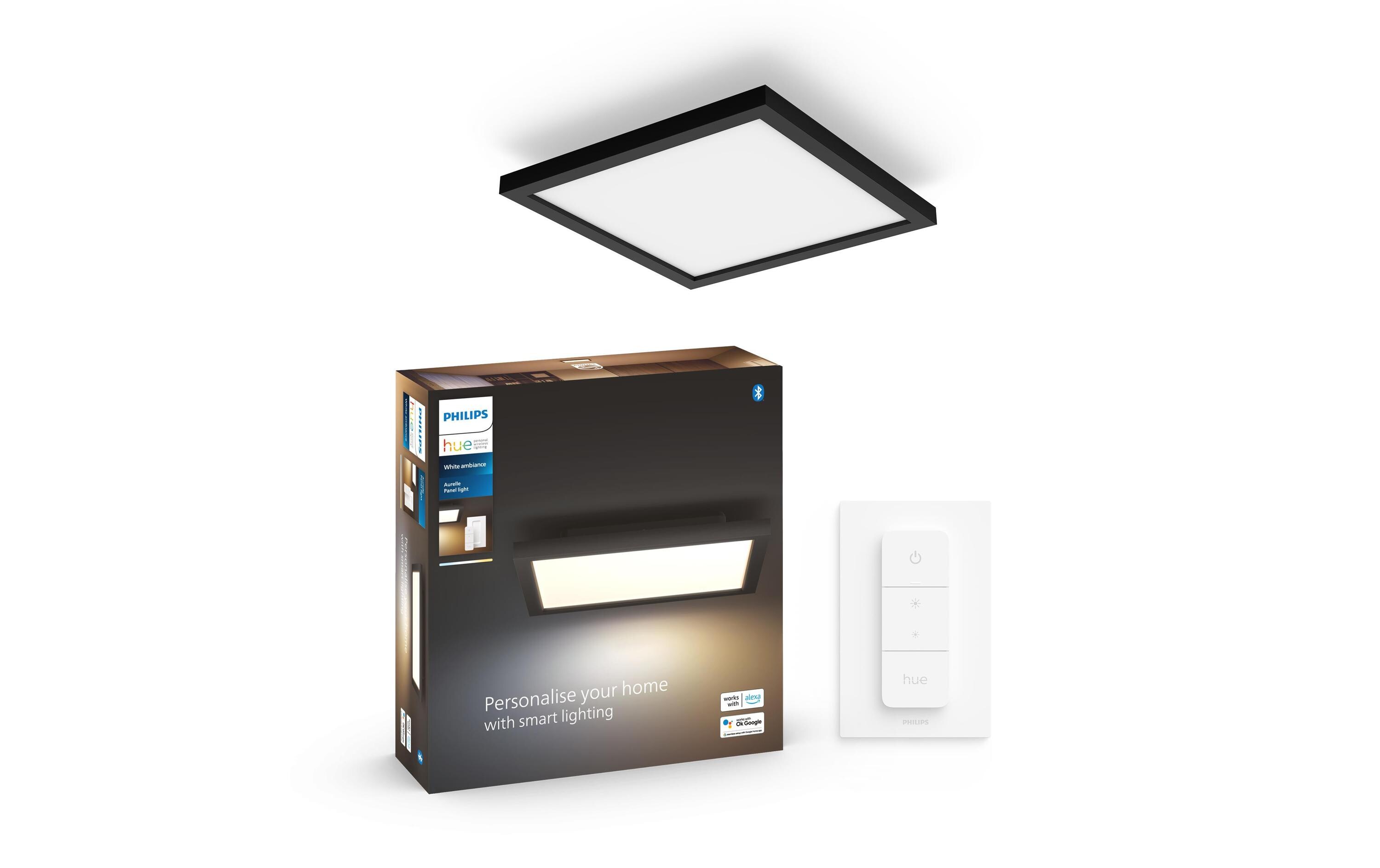 Panelleuchte White Ambiance Aurelle 30 x 30 cm Schwarz<br>Flaches Hue Panel