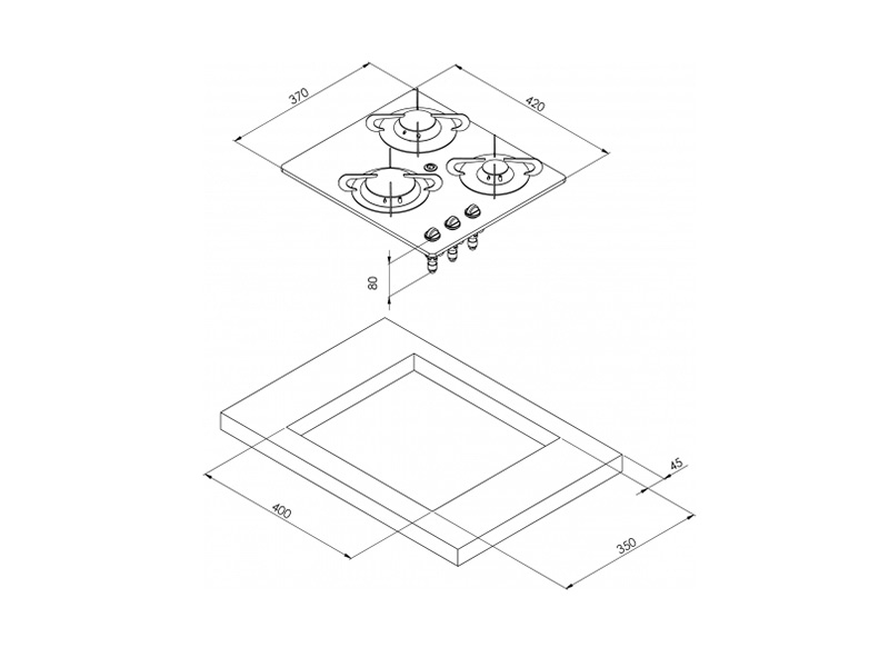 CAN PV1352-S inbouw gaskookplaat