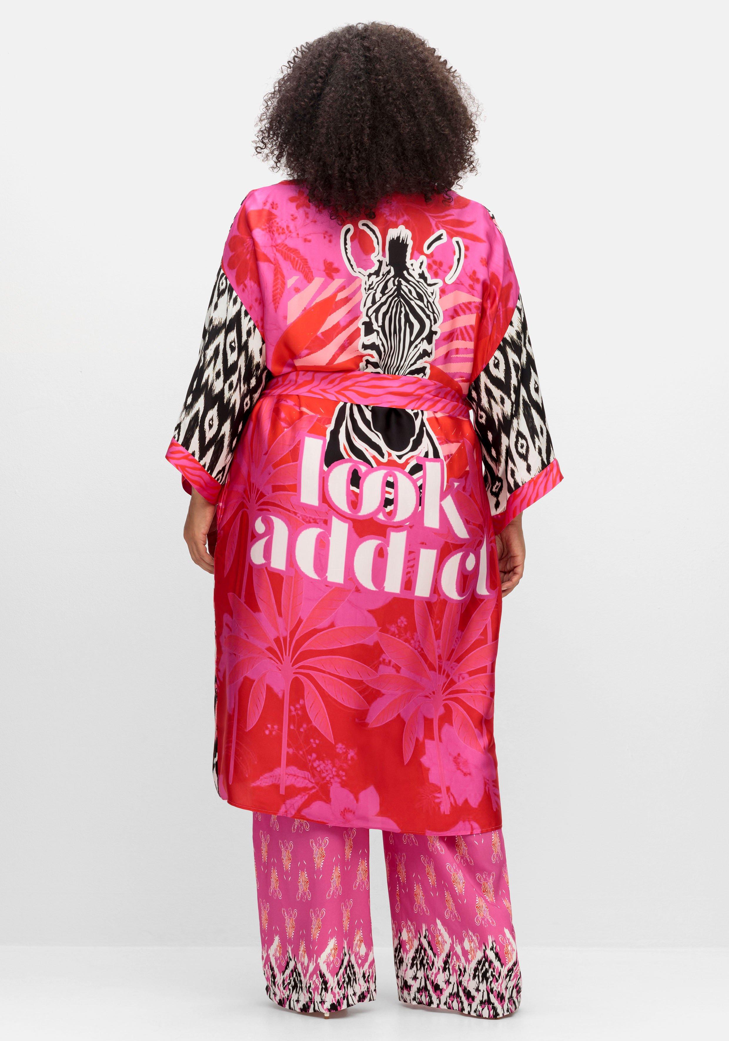 Kimono im Mustermix, aus Viskose-Satin