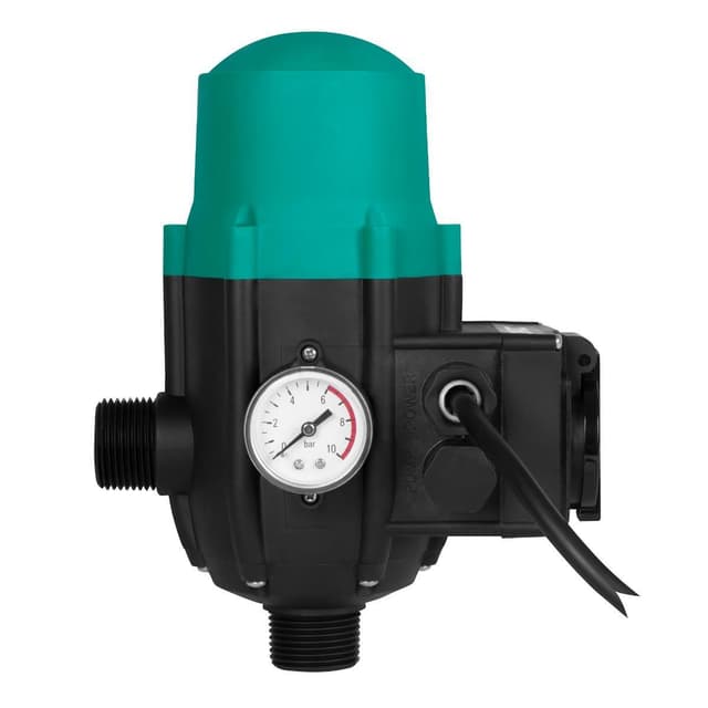 VONROC Trykafbryder med Tørkørselsbeskyttelse – 1,5-2,5 bar | Til Havepumper & Vandforsyning | Automatisk Til/Fra | LED & Manometer