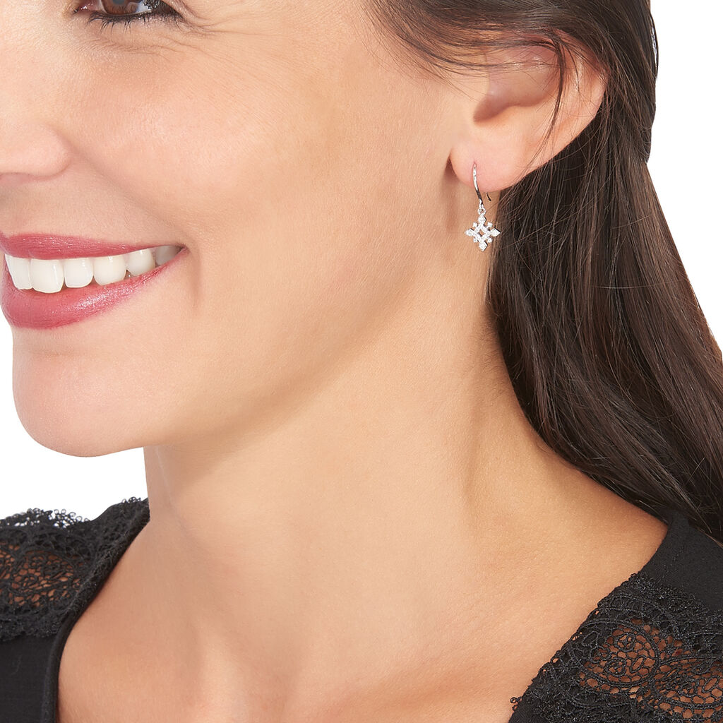 Boucles D'oreilles Puces Anea Or Blanc Diamant