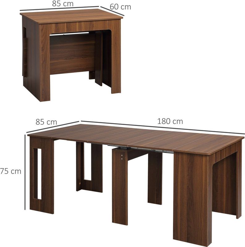 HOMCOM - Eettafel - Bruin - Uitschuifbaar - Makkelijk Schoon Te Maken - 160-180 cm