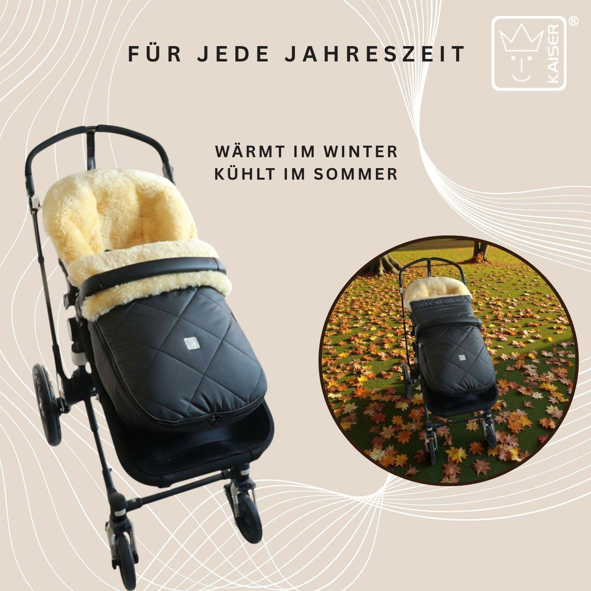 KaiserKaiser   CLASSIC Lammfell Fusssack für Bugaboo anthracite