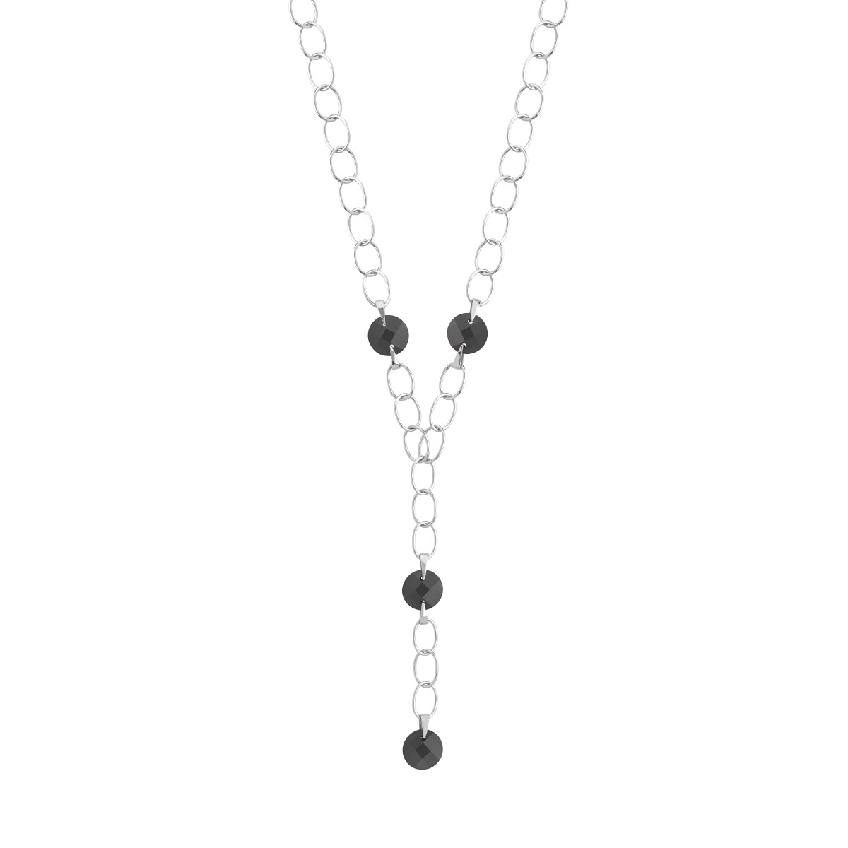 Collier argent zirconia noir