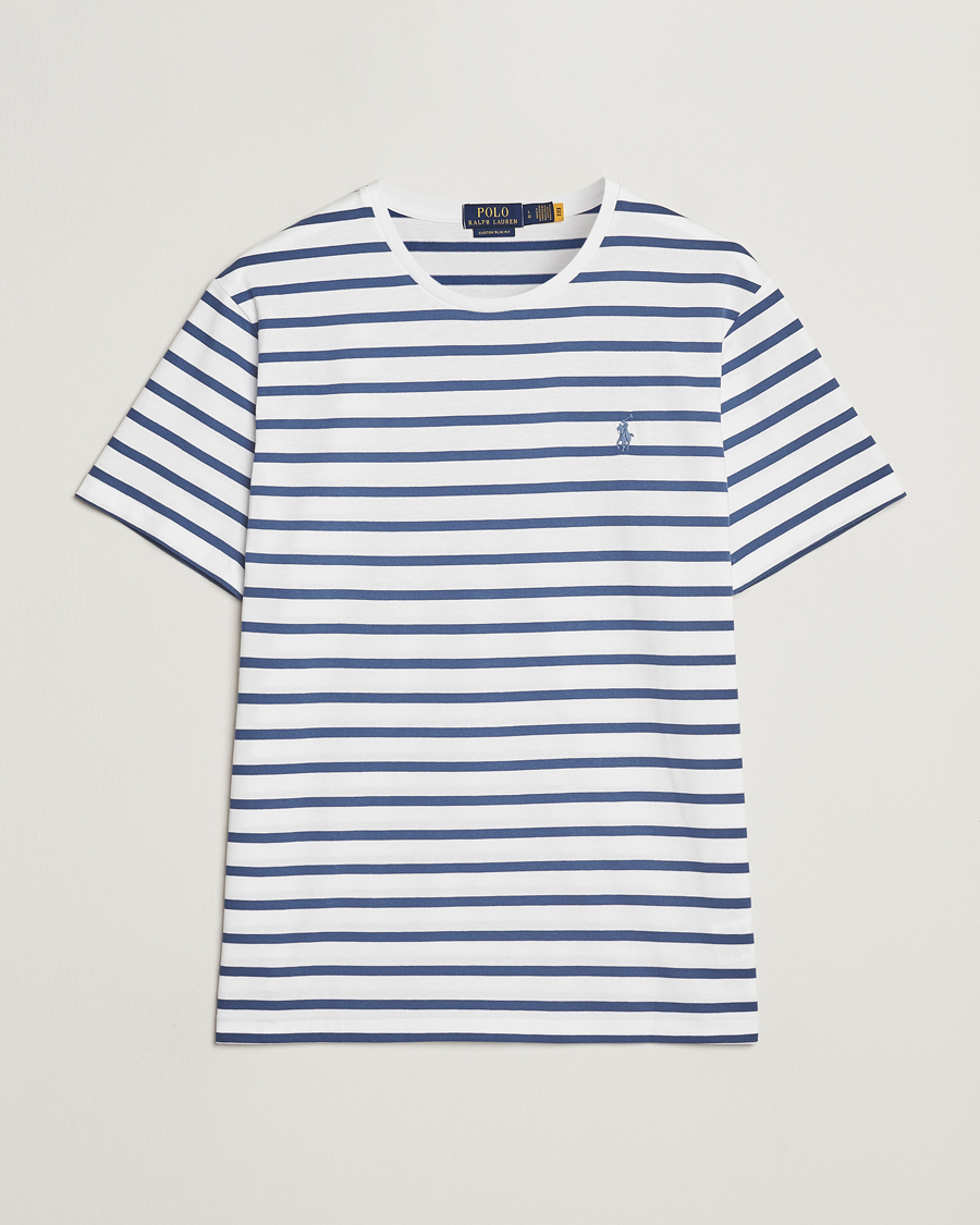 Polo Ralph Lauren Custom Slim Fit Striped Tee White/Old Royal