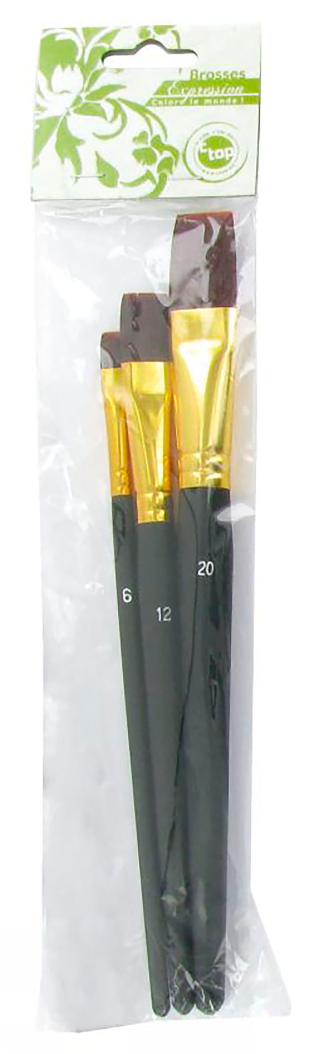 Lot de 3 pinceaux plats