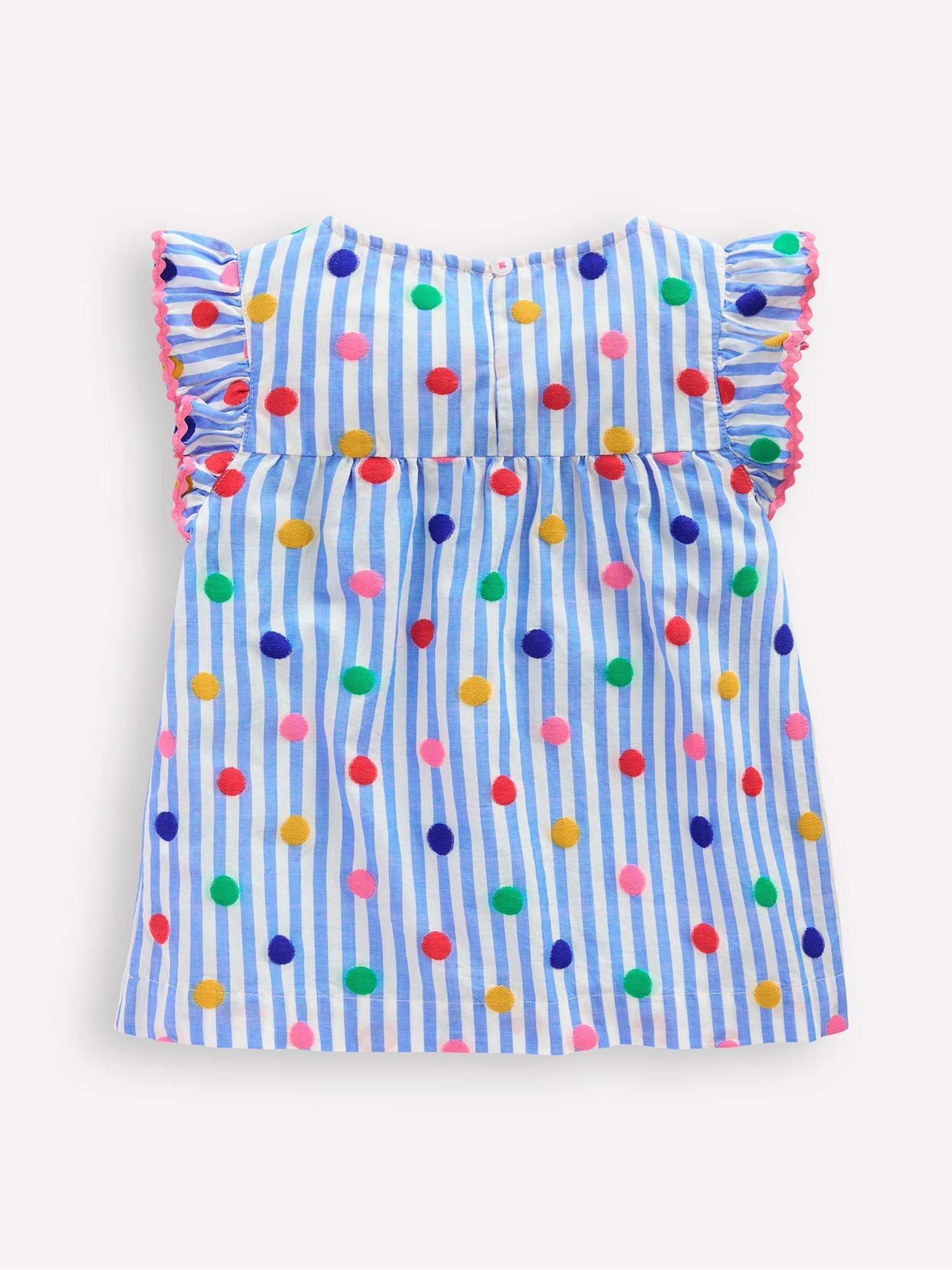 Blauw - Boden Juniper Frill Sleeve Woven 100% Cotton Top