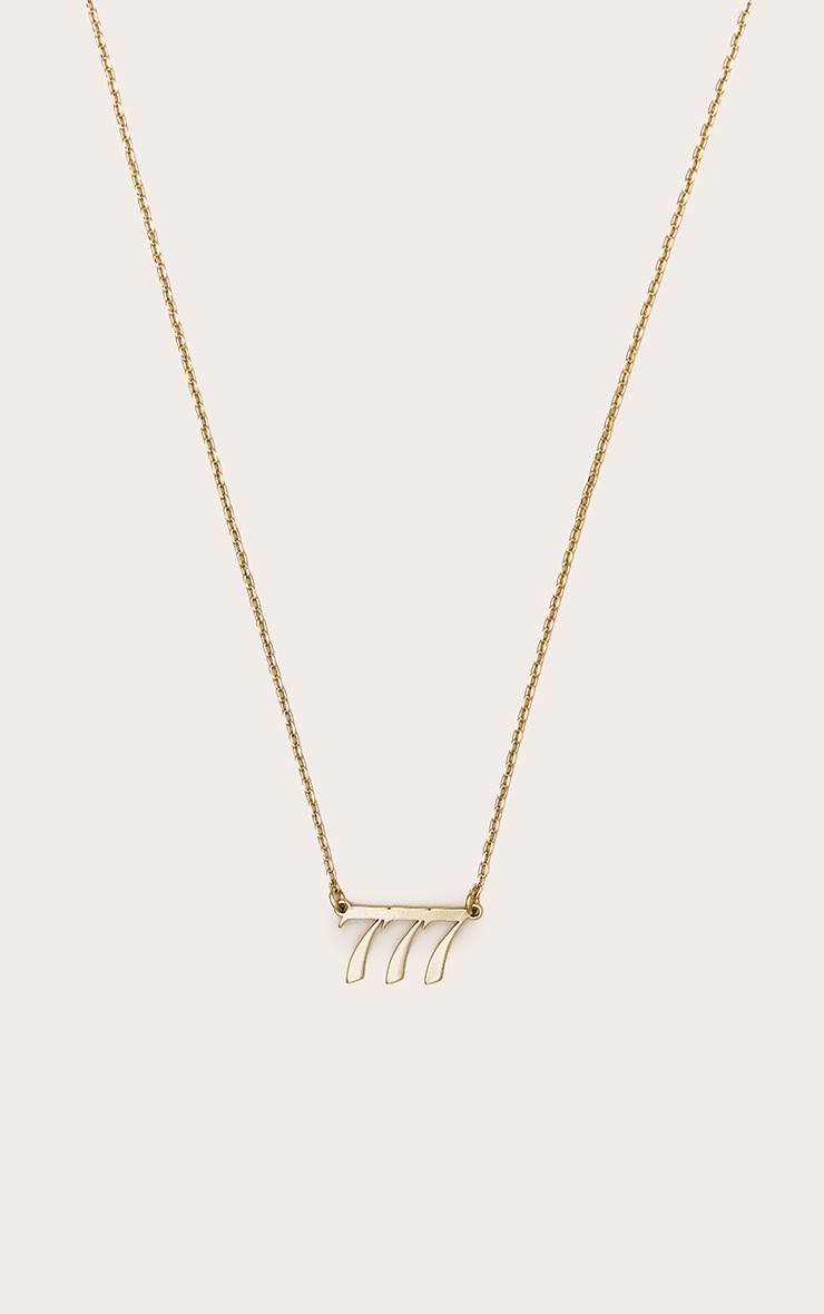 777 Collier Numéro D'ange Plaqué Or Véritable