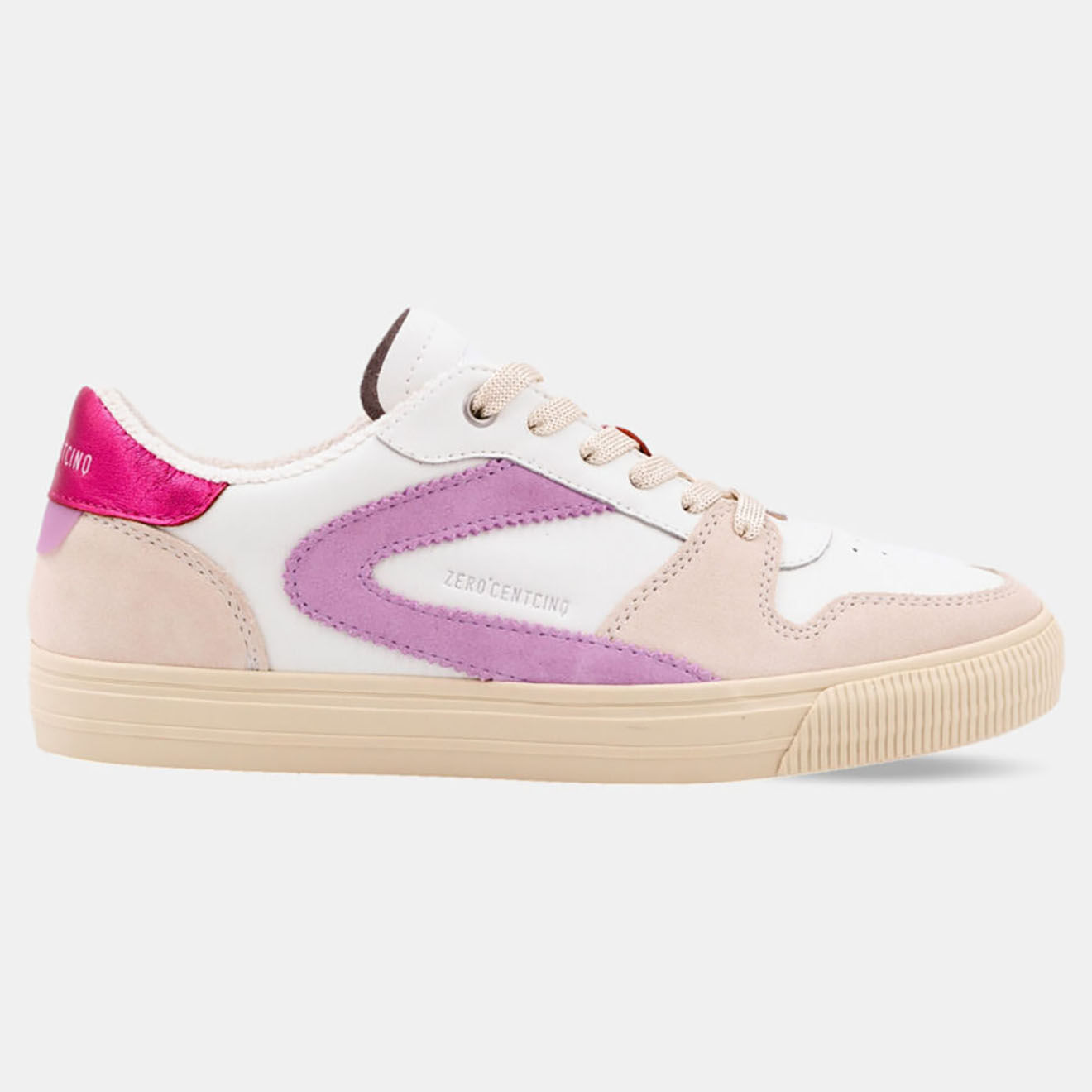 Zero 105 Baskets en Cuir Perf blanc/rose/violet