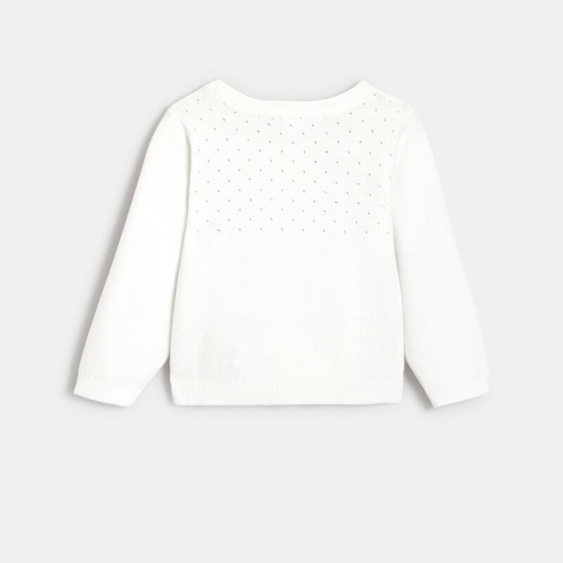 Gilet maille tricot effet pointelle blanc bébé fille Blanc