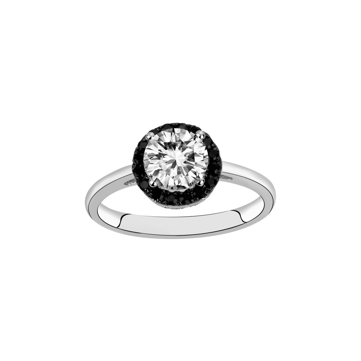 Bague de fiançailles en Argent avec oxyde de zirconium noir