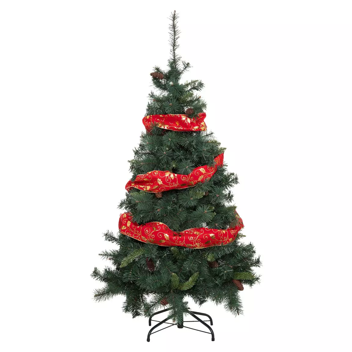 Guirlande de Noël ruban (5 m) Poinsettia Rouge et doré