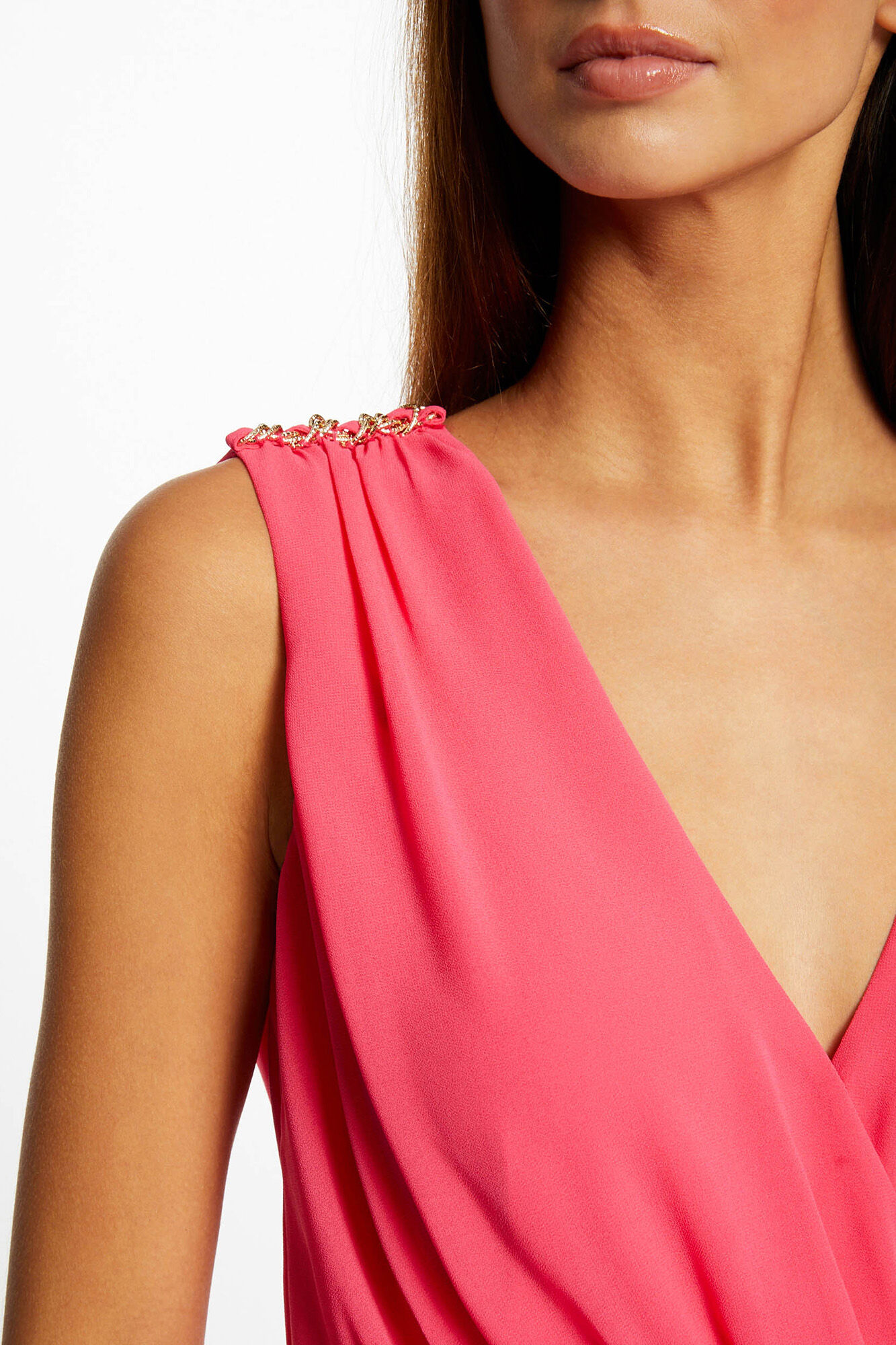 Blusa sem mangas com detalhes em corrente - Fúcsia