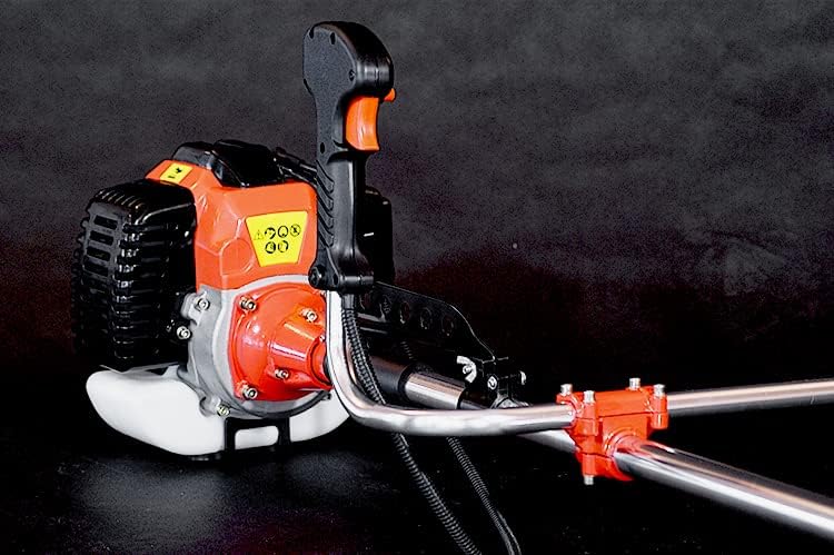 Bastionshop - Benzin Motorsense, Rasentrimmer 5,2KM/5,2 PS - Motorsense mit Luftgekühlter 2-Takt-Motor, Kompletter Satz Öl, 2 Ringen auf dem Kolben, 4 verschiedenen Messern, Visier mit Sicherheitsnetz