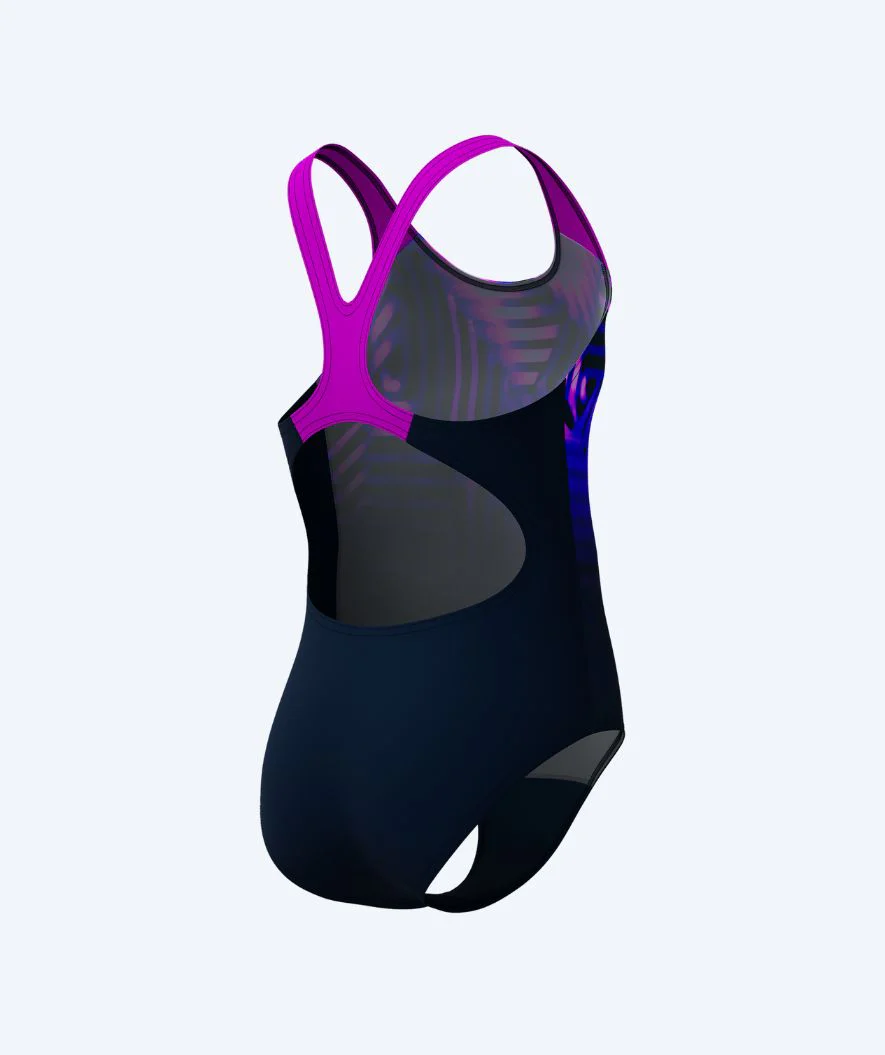 Speedo badedragt til piger - Digital Placement Splashback - Sort/lilla