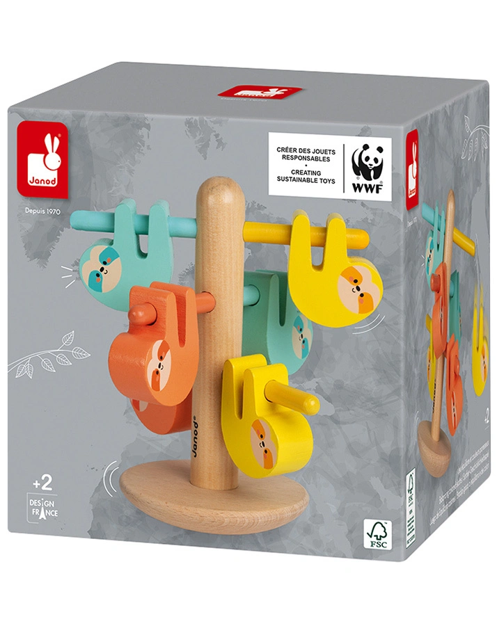 Janod-WWF® Sortierspiel FAULTIER 7-teilig aus Holz