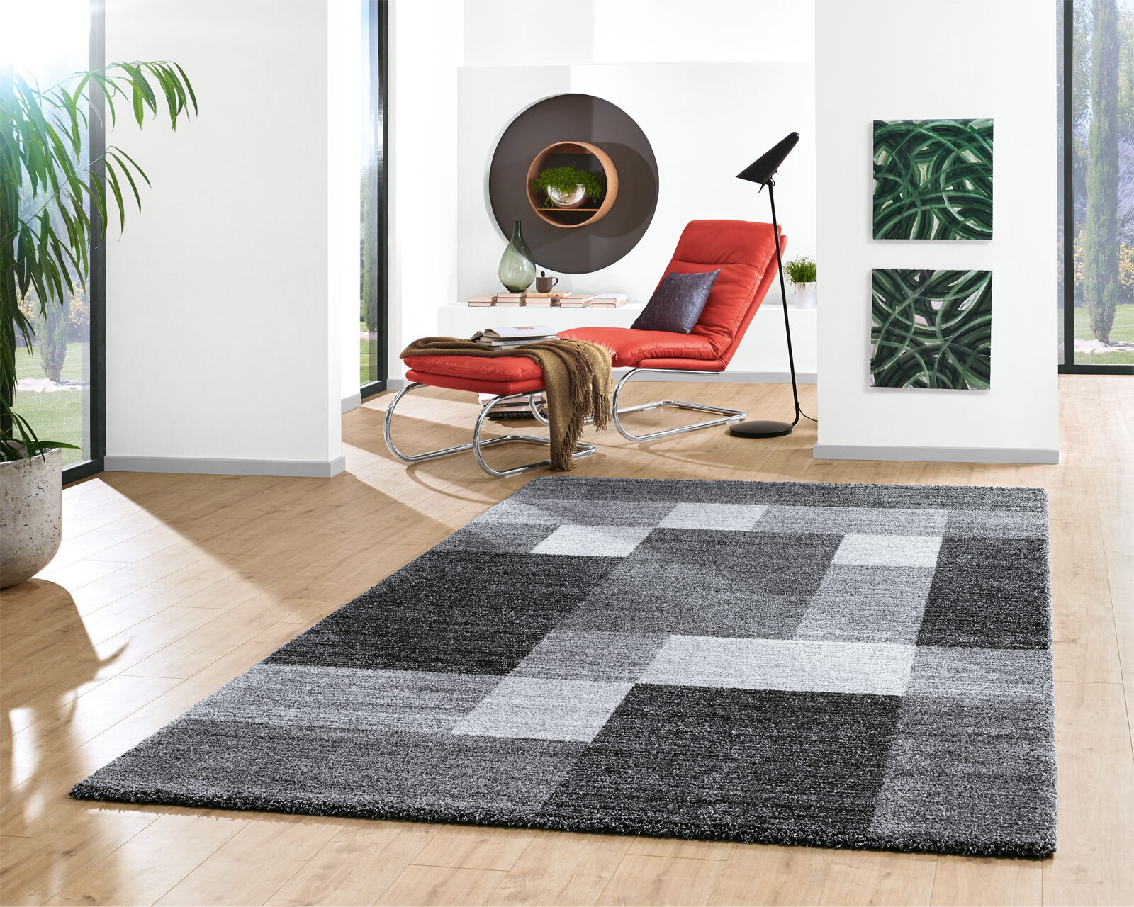 Webteppich MELISANDRO SQUARE 200 x 290 cm anthrazit