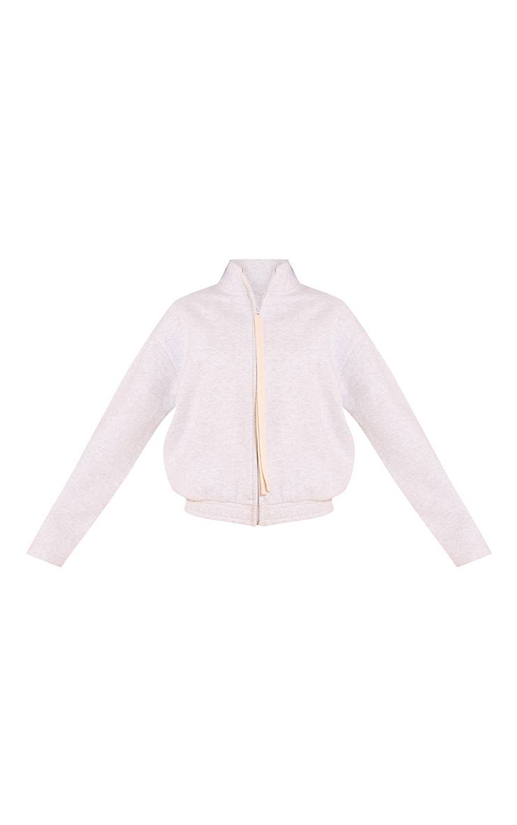 Gris Cendré Sweat-shirt À Col Cheminée Avec Cordon De Serrage Contrasté
