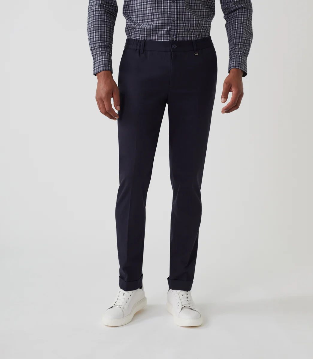 Pantalon ville taille élastique marine 