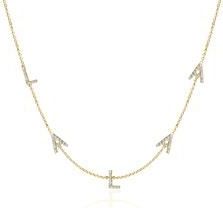 Dames letterketting in 14k goud met Diamanten