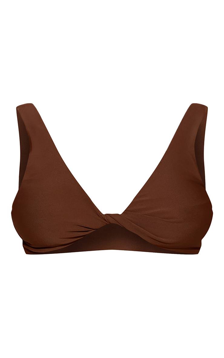 Chocolat Haut De Bikini Échancré À Détail Torsadé Devant