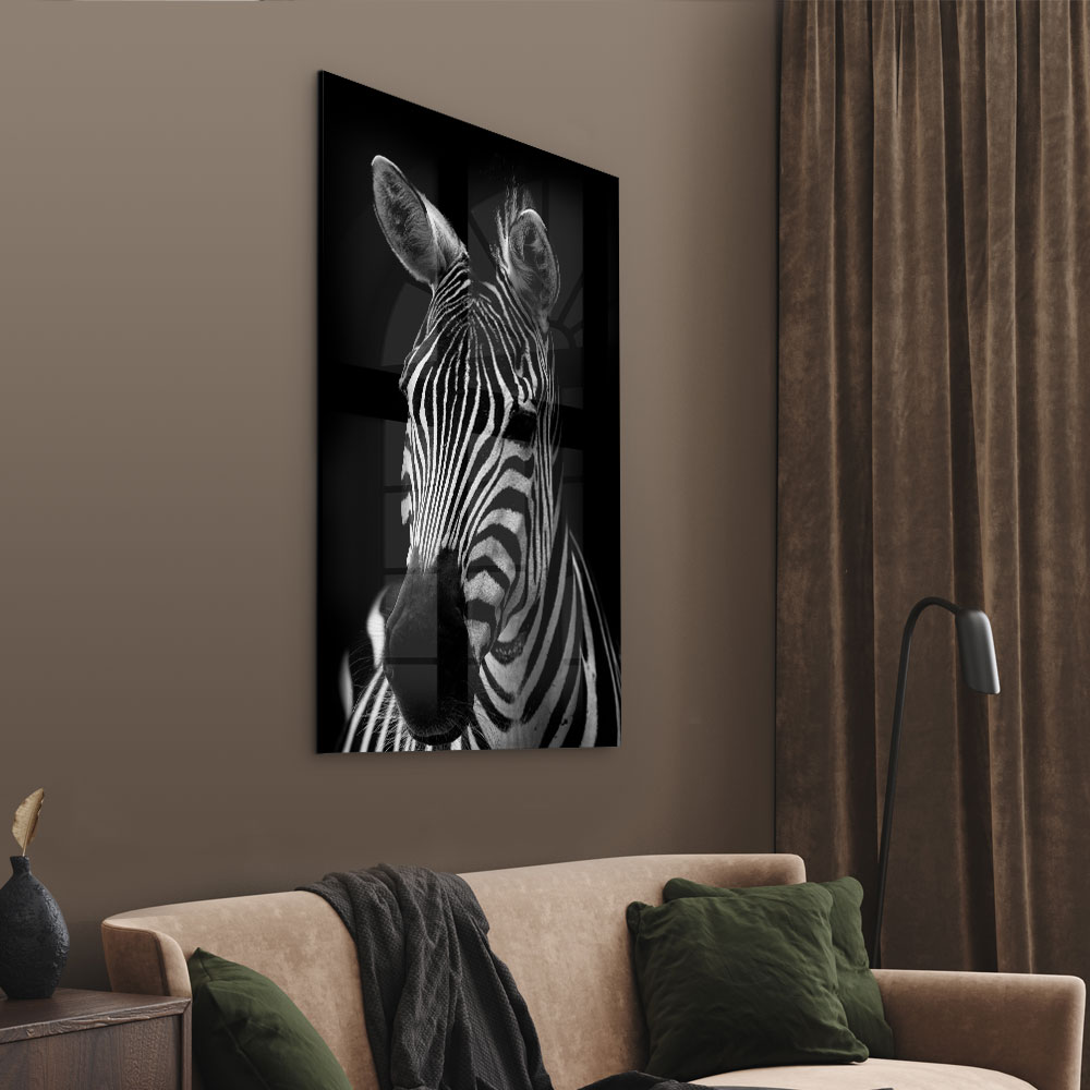 Walljar acrylglas schilderij - Mysterious Zebra Acrylglas schilderij - 80 x 120 cm