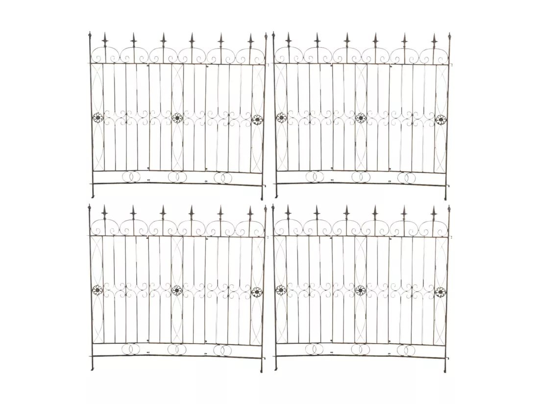 Lot de 4 Clôture de jardin - Métal & Métal - Bronze - Mangold