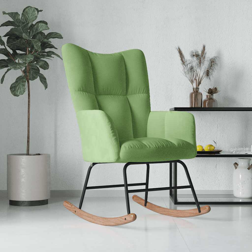 vidaXL Schommelstoel Lichtgroen Bekleed met Fluweel