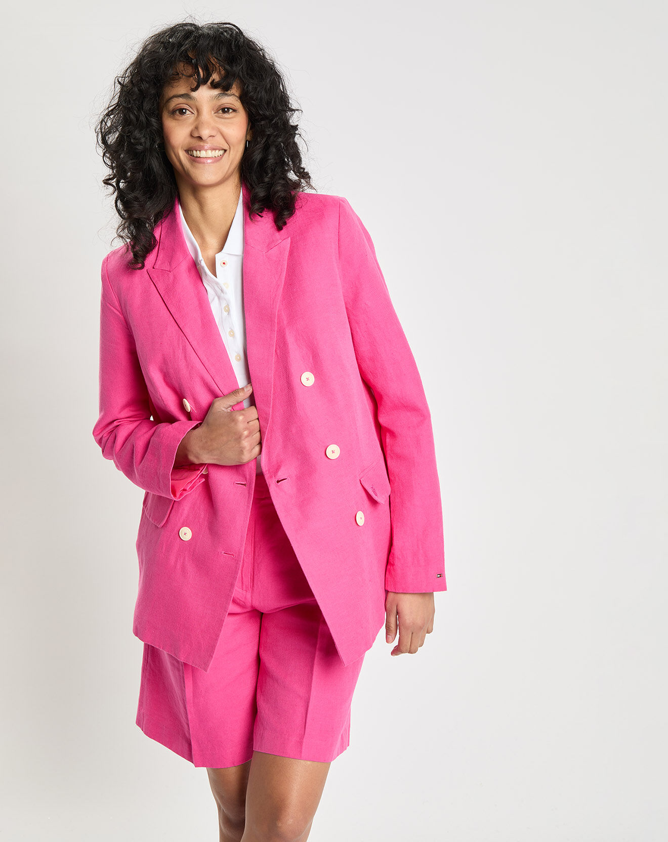Tommy Hilfiger Blazer en Lin mélangé rose