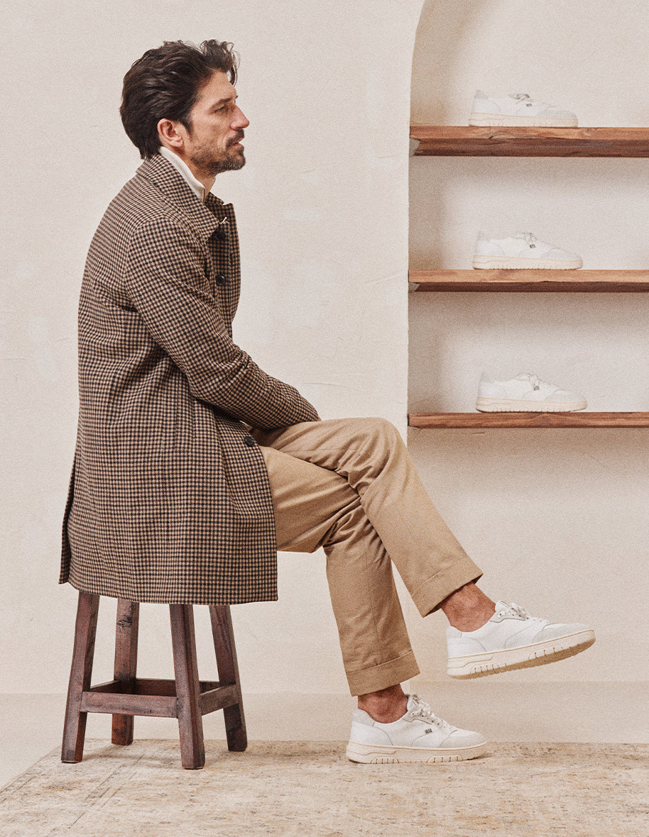 Baskets basses Albert - Cuir et suède blanc gris