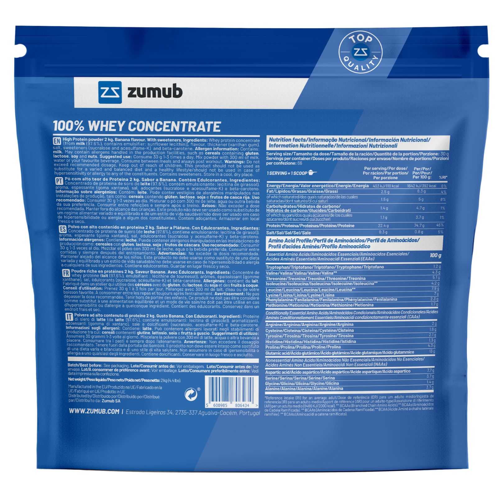 Zumub Concentrado de Soro de Leite 100% Puro 30g