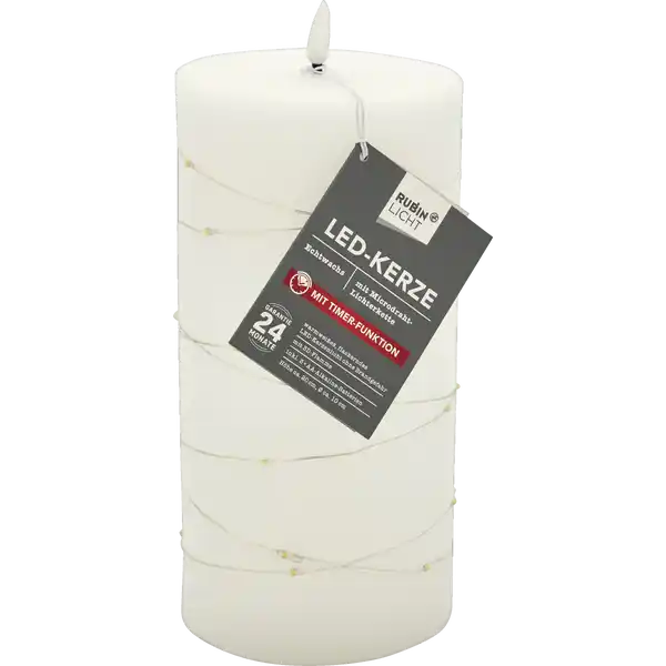 LED Kerze 3D Flamme 20 cm weiss mit Drah