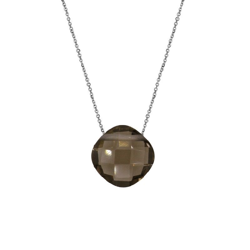 Collier argent 925 Quartz fumé naturelle