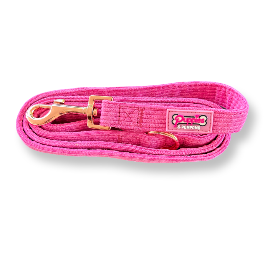 GUIA PARA CÃES - LUXO EM VELUDO ROSA