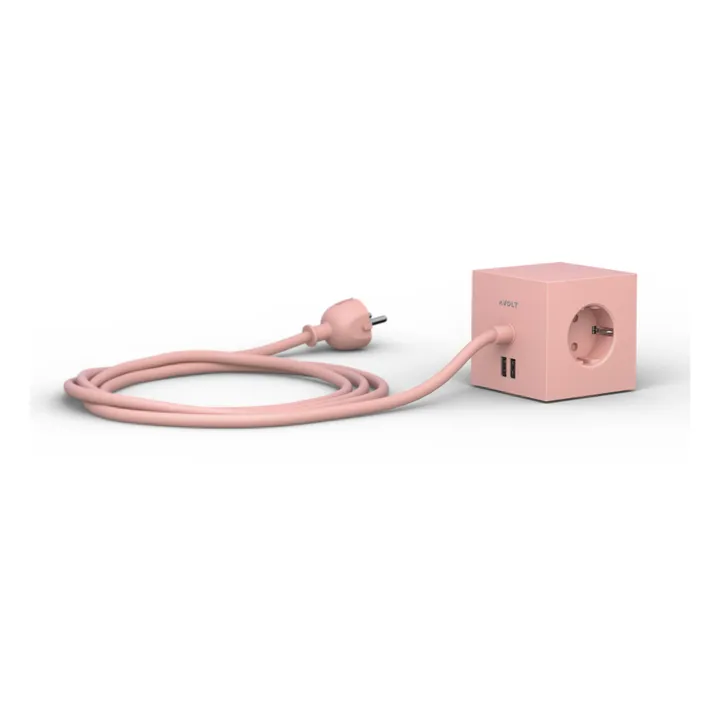 Avolt Rallonge Square 1 avec prise USB | Rose