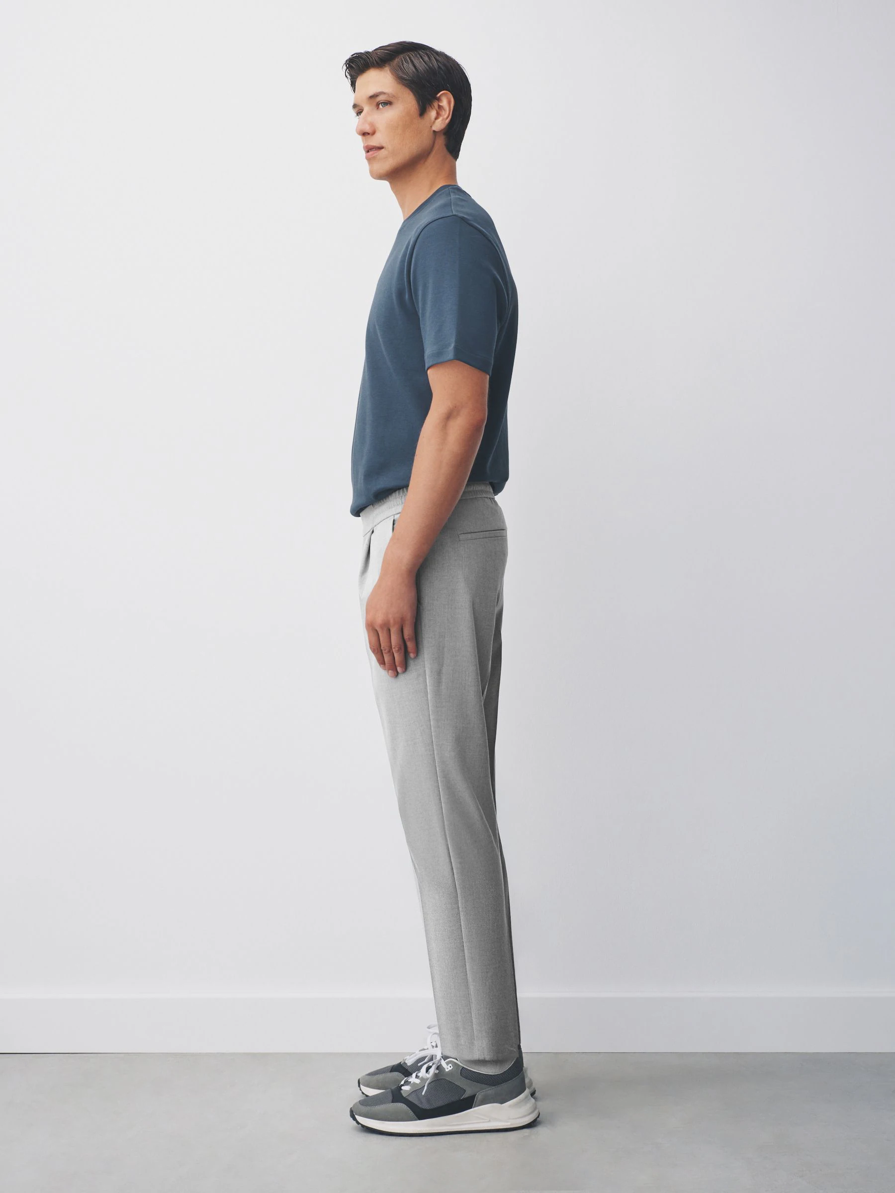Lichtgrijs - Slim fit stretchy Broeken met intern trekkoord